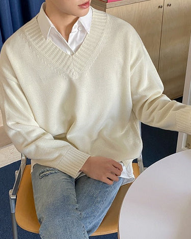 GS No. 77 Korean V-neck Sweater - Gentleman's Seoul -
