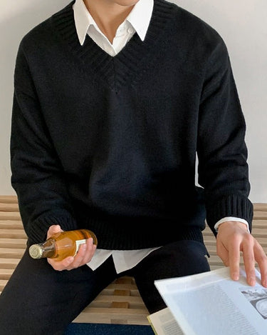 GS No. 77 Korean V-neck Sweater - Gentleman's Seoul -