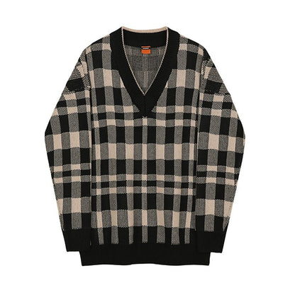 GS No. 78 Plaid V-neck Sweater - Gentleman's Seoul -