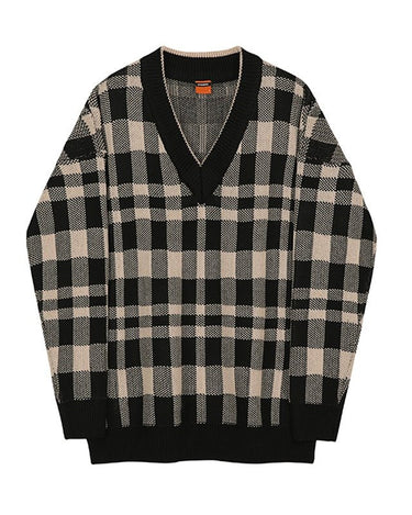 GS No. 78 Plaid V-neck Sweater - Gentleman's Seoul -