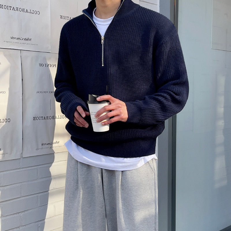 GS No. 96 Korean Loose Quarter-zip Pullover - Gentleman's Seoul -