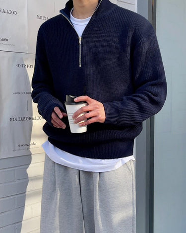 GS No. 96 Korean Loose Quarter-zip Pullover - Gentleman's Seoul -
