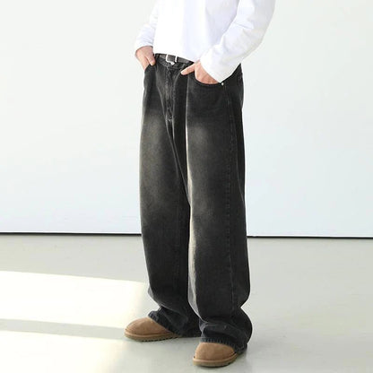 GS No. 97 Washed Black Loose Jeans - Gentleman's Seoul -