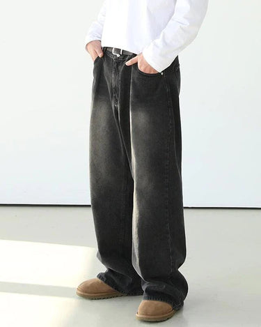 GS No. 97 Washed Black Loose Jeans - Gentleman's Seoul -