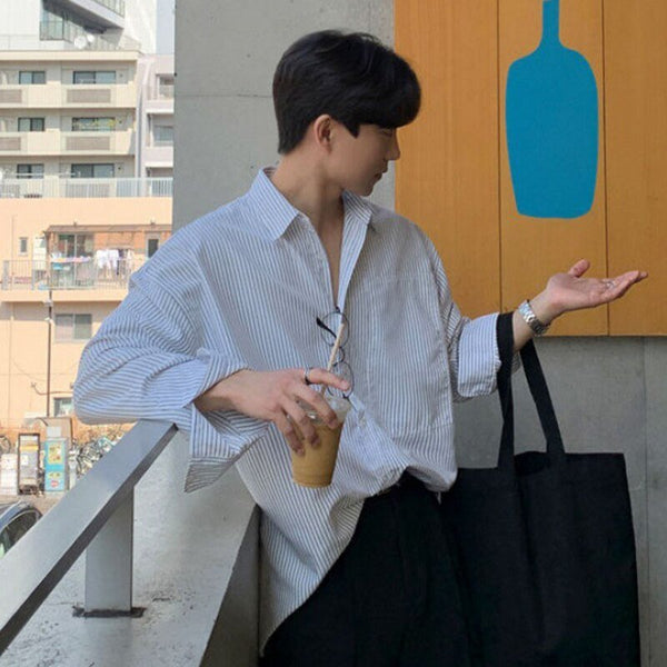 GS No. 99 Korean Loose Striped Shirt – Gentleman's Seoul